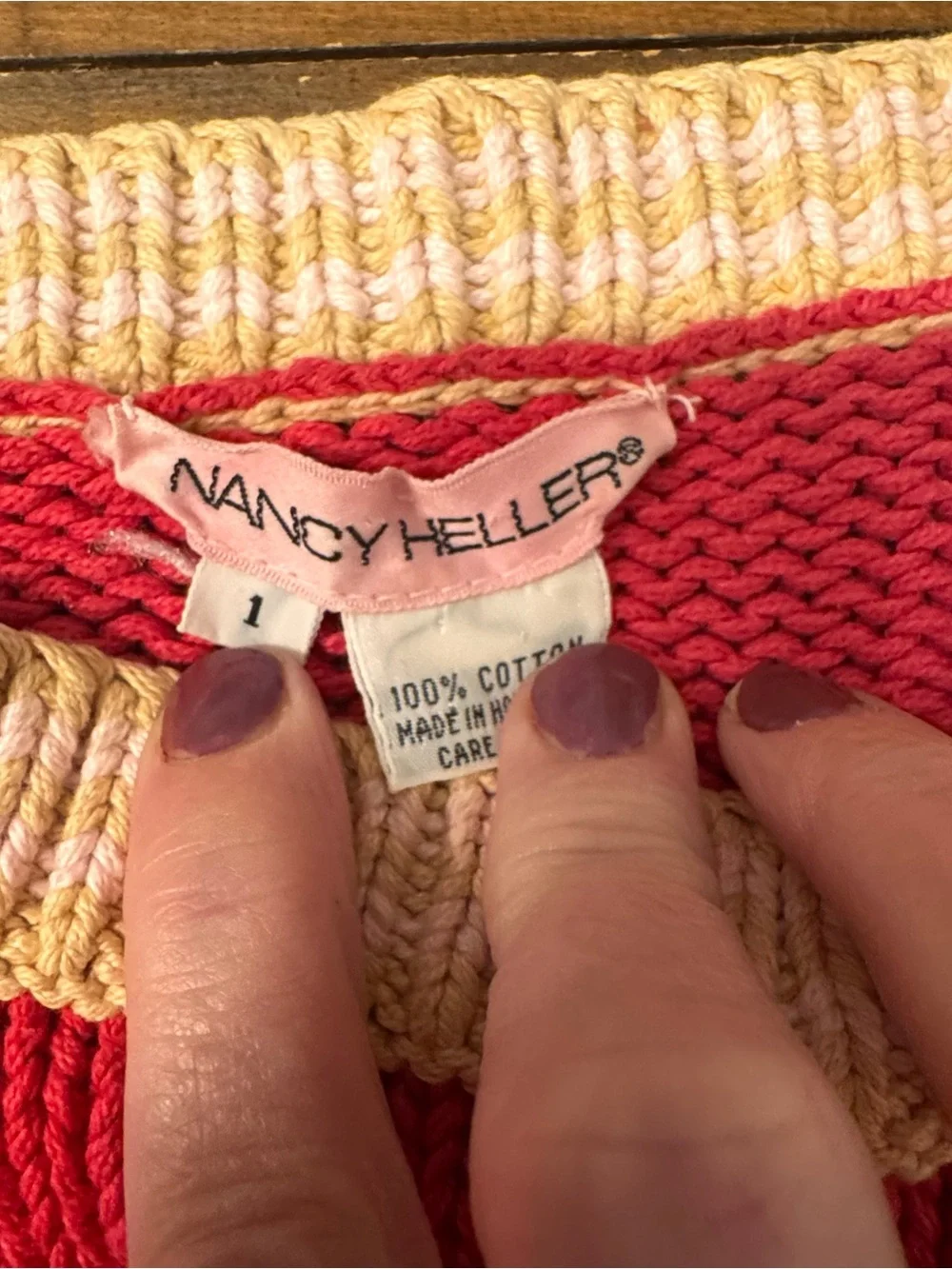 VINTAGE NANCY HELLER Striped Pocket Sweater - Lightweight Knit